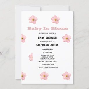 Invitation Bébé En Fleur Rose Floral Baby shower Fille tendan
