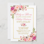 Invitation Bébé En Fleur Rose Floral Blush Or Douche (Devant)