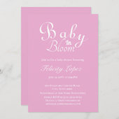 Invitation Bébé en Fleur rose moderne (Devant / Derrière)