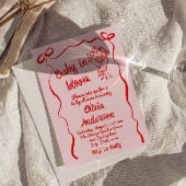 Invitation Bébé en Fleur rose rouge Drawn Douche Bouquet