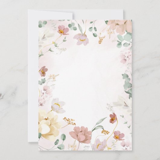 Invitation Bébé en Fleur Rose & Rouge Fleur sauvage Douche (Dos)