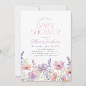 Invitation Bébé en Fleur rose violet Baby shower Fleur sauvag (Devant)