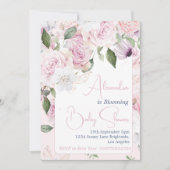 Invitation Bébé En Fleur Roses Roses Rose Fille Baby shower F (Devant)