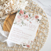 Invitation Bébé en Fleur Roses roses roses Florales Fille Bab