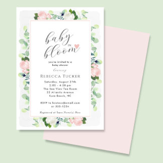 Invitation Bébé en Fleur Roses Roses Roses Roses Roses Rose B