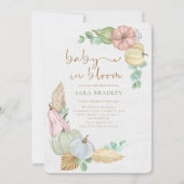 Invitation bébé en fleur Rustique automne boho Citrouille bab (Devant)