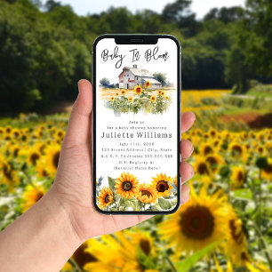 Invitation Bébé En Fleur Tournesol Grange Baby shower rustiqu