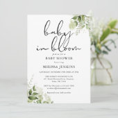 Invitation Bébé En Fleur Verdure Baby shower Floral (Debout devant)