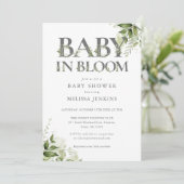 Invitation Bébé En Fleur Verdure Baby shower Floral (Debout devant)