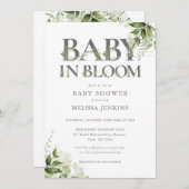 Invitation Bébé En Fleur Verdure Baby shower Floral (Devant / Derrière)