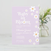 Invitation Bébé en fleur violet Baby shower de marguerite Inv (Debout devant)