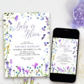 Invitation Bébé en fleur violet Baby shower Fleur sauvage