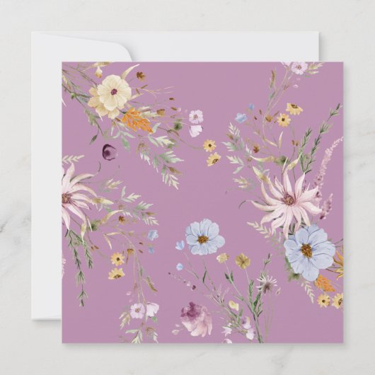 Invitation Bébé en fleur violet Fleur sauvage Baby shower fil (Dos)