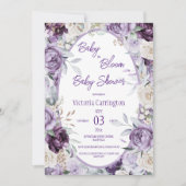 Invitation Bébé en Fleur violet Floral Baby shower moderne (Devant)