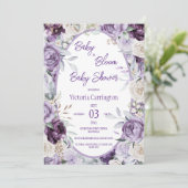 Invitation Bébé en Fleur violet Floral Baby shower moderne (Debout devant)