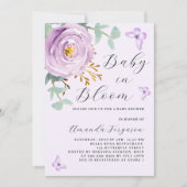 Invitation Bébé en Fleur violet rose papillon Baby shower (Devant)