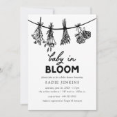 Invitation Bébé en fleur Whimsical Black & White Baby shower (Devant)