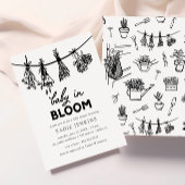 Invitation Bébé en fleur Whimsical Black & White Baby shower