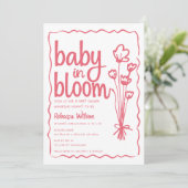 Invitation Bébé en fleur Whimsical MainDrawn Girl Baby shower (Debout devant)
