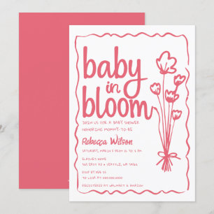 Invitation Bébé en fleur Whimsical MainDrawn Girl Baby shower