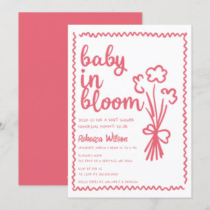 Invitation Bébé en fleur Whimsical MainDrawn Girl Baby shower