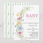 Invitation Bébé en fleurs (Devant / Derrière)