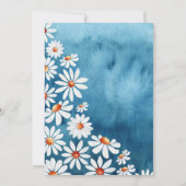 Invitation Bébé en fleurs Aquarelle Marguerites Bleu (Dos)