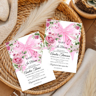Invitation Bébé en fleurs aquarelle mignonne Fille florale au