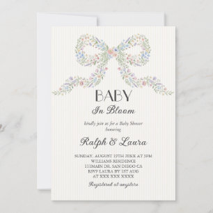 Invitation Bébé en fleurs, arc floral pour Baby Shower