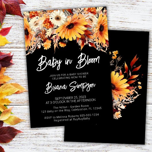 Invitation Bébé en fleurs Automne Baby shower floral