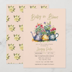 Invitation Bébé en fleurs Baby shower aquarelle