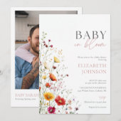 Invitation Bébé en fleurs Baby Shower Code QR de photo de Fêt (Devant / Derrière)