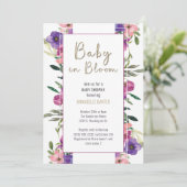 Invitation Bébé en fleurs Baby shower d'aquarelle florale (Debout devant)