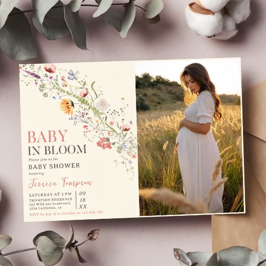 Invitation Bébé en fleurs Baby shower de printemps floral pho