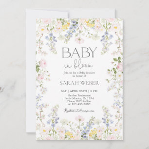 Invitation Bébé en fleurs Baby Shower Fille sauvage fleur