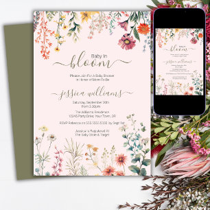 Invitation Bébé en fleurs Baby Shower Fleur des champs