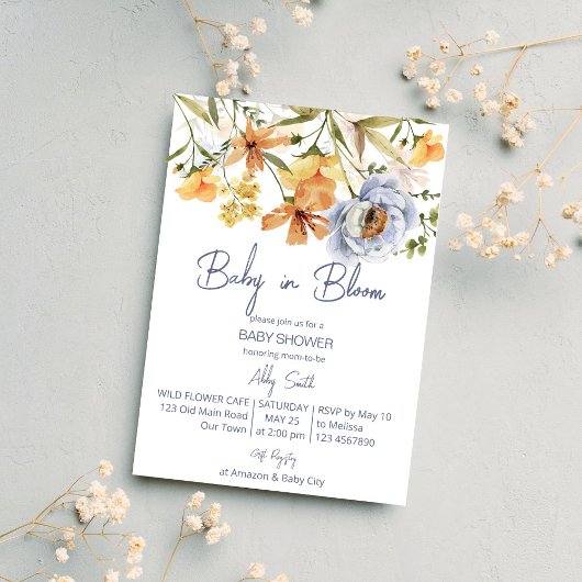 Invitation Bébé en fleurs baby shower fleur sauvage