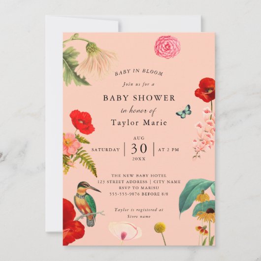 Invitation Bébé en fleurs | Baby shower Fleur sauvage de prin (Devant)