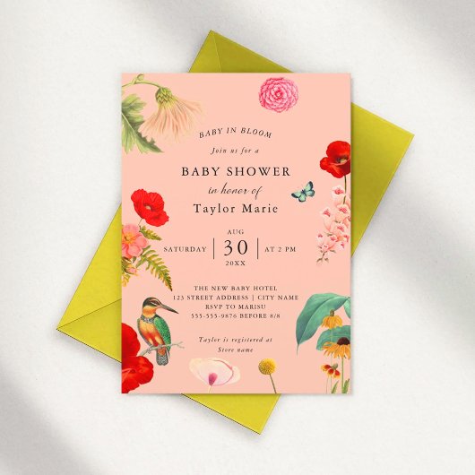 Invitation Bébé en fleurs | Baby shower Fleur sauvage de prin