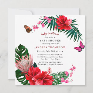 Invitation Bébé en fleurs Baby Shower Fleurs Papillon