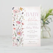 Invitation Bébé en fleurs Baby shower floral (Debout devant)