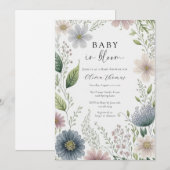 Invitation Bébé en fleurs Baby shower floral (Devant / Derrière)