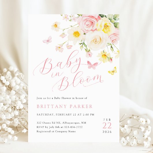 Invitation Bébé en fleurs Baby shower floral