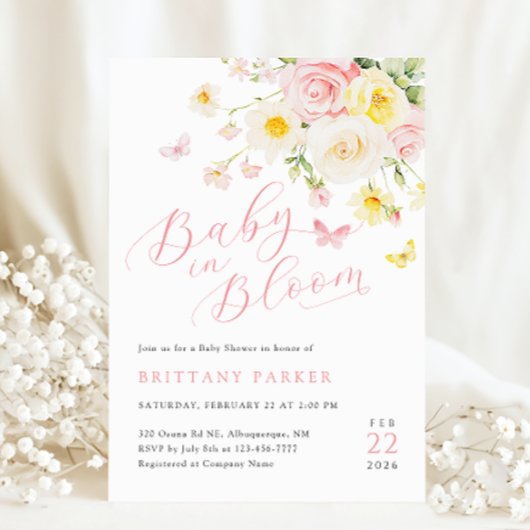 Invitation Bébé en fleurs Baby shower floral