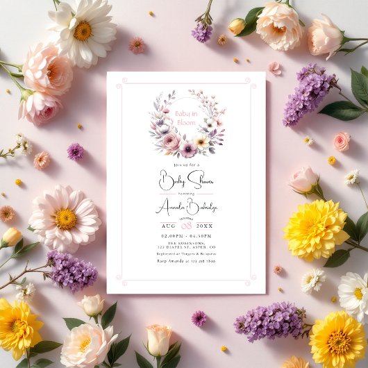 Invitation Bébé en fleurs Baby shower floral