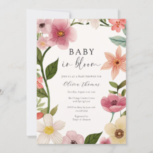 Invitation Bébé en fleurs Baby shower floral