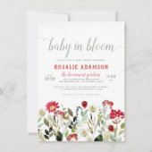 Invitation Bébé en fleurs | Baby shower Floral de verdure mod (Devant)
