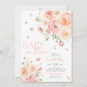 Invitation Bébé en fleurs Baby shower floral rose (Devant)