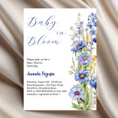 Invitation Bébé en fleurs Baby shower garçon bleu fleuri