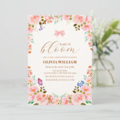 Invitation Bébé en fleurs Baby shower papillon fleuri (Debout devant)